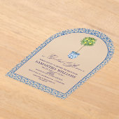 レモンブルーメディテラネアンタイルズガーデンブライダルシャワー アクリル招待状 (レイダウン)