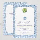 レモンブルーメディテラネアンタイルズガーデンブライダルシャワー 招待状 (正面/裏面)