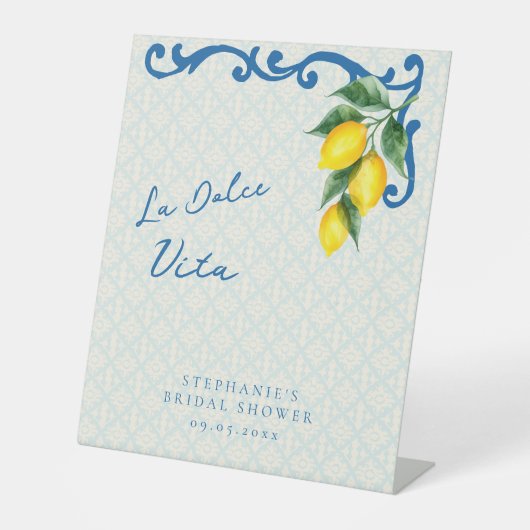 レモンブルーラドルチェヴィータイタリアンインスパイアブライダル 台座サイン (正面)