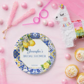 レモンブルー地中海のタイルアマルフィブライダルシャワー ペーパープレート (パーティー)