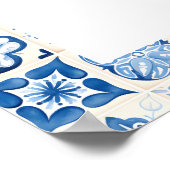 レモンブルー地中海のタイルブライダルシャワーポスター ポスター (角)