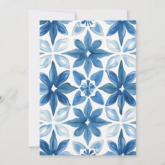 レモンブルー地中海のタイルブライダルシャワー 招待状 (裏面)