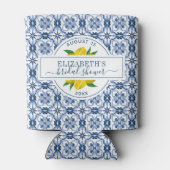 レモンブルー地中海のタイルブライダルシャワー 缶クーラー (裏面)