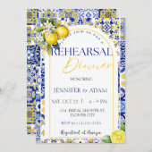 レモンブルー地中海のタイルリハーサルディナー 招待状 (正面/裏面)