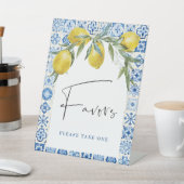 レモンブルー地中海のタイル塗りつぶしサイン 台座サイン (インサイチュ)