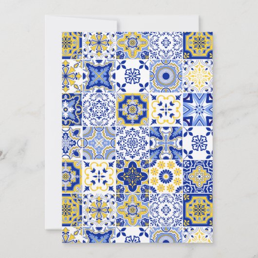 レモンブルー地中海のタイル第1回2回目の誕生日 招待状 (裏面)