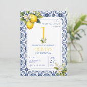 レモンブルー地中海のタイル第1回2回目の誕生日 招待状 (スタンド正面)