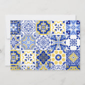 レモンブルー地中海のタイル1stフォト誕生日 招待状 (裏面)