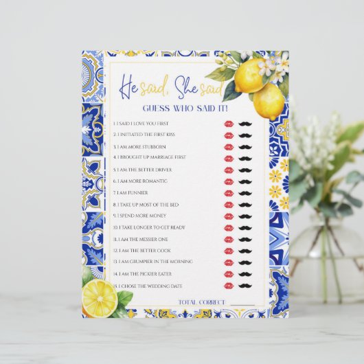 レモンブルー彼は彼女はブライダルシャワーゲームを言った (スタンド正面)