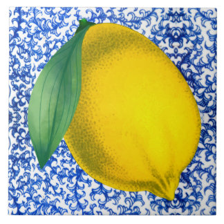 レモンブルー白磁パターン タイル