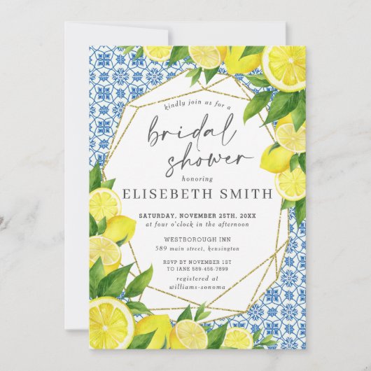 レモンブロイス地中海のブライダルシャワーインビタティ 招待状 (正面)