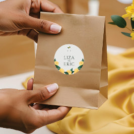 レモンブロッサムエレガントフローラミニマルツリー結婚ズ ラウンドシール