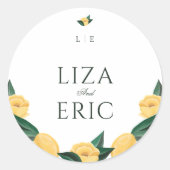 レモンブロッサムエレガントフローラミニマルツリー結婚ズ ラウンドシール (正面)