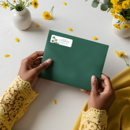 レモンブロッサムエレガントフローラミニマルツリー結婚ズ ラベル