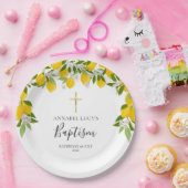 レモンブロッサムグリーナリーバプテスマ《キリスト教》洗礼式や命名式 ペーパープレート (パーティー)