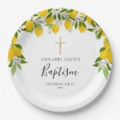 レモンブロッサムグリーナリーバプテスマ《キリスト教》洗礼式や命名式 ペーパープレート (正面)