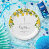レモンブロッサムグリーナリーバプテスマ《キリスト教》洗礼式や命名式 ペーパープレート (パーティー)