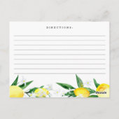 レモンブロッサムグリーンブライダルシャワーレシピカード ポストカード (裏面)