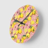 レモンブロッサムピンク時計 ラウンド壁時計 (傾斜)