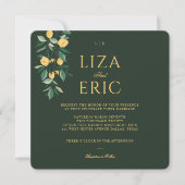 レモンブロッサムフローラエレガントツリーグ結婚リーン 招待状 (正面)