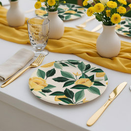 レモンブロッサムフローラエレガントツリー結婚イエロー ペーパープレート