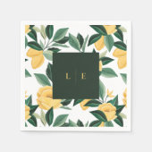 レモンブロッサムフローラエレガントツリー結婚ホワイト スタンダードカクテルナプキン (正面)