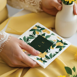 レモンブロッサムフローラエレガントツリー結婚ホワイト スタンダードカクテルナプキン