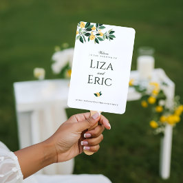 レモンブロッサムフローラエレガントツリー結婚ホワイト ハンドファン