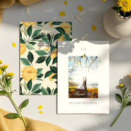 レモンブロッサムフローラツリーエレガントなウェディングフォト サンキューカード