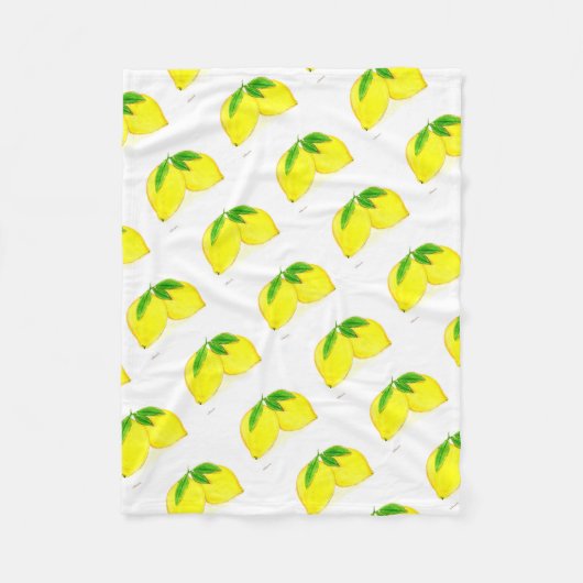 レモンプリントイエローフルーツ フリースブランケット (正面)