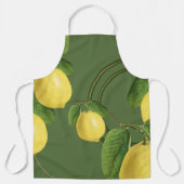 レモンプリント模様 |緑 エプロン (正面)