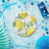 レモンプリント紙プレートイン黄と緑 ペーパープレート (パーティー)