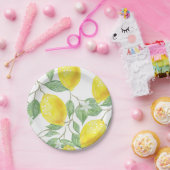 レモンプリント紙プレートイン黄と緑 ペーパープレート (パーティー)