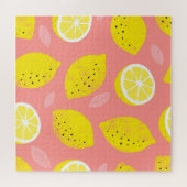 レモンプリント、明るいシームレスな夏のパターン。 ジグソーパズル (横)
