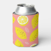 レモンプリント、明るいシームレスな夏のパターン。 缶クーラー (缶正面)