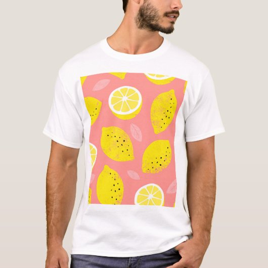 レモンプリント、明るいシームレスな夏のパターン。 Tシャツ (正面)