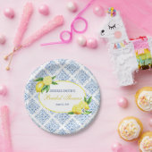 レモンプレートブルータイルイタリアン ペーパープレート (パーティー)