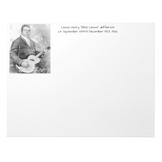 レモンヘンリー・ブラインドレモンジェファーソン1926 ノートパッド (正面)