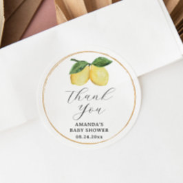 レモンベビーシャワーありがとう ラウンドシール