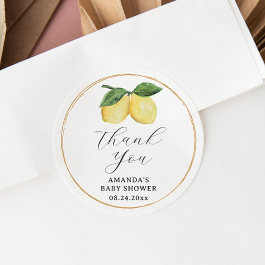 レモンベビーシャワーありがとう ラウンドシール