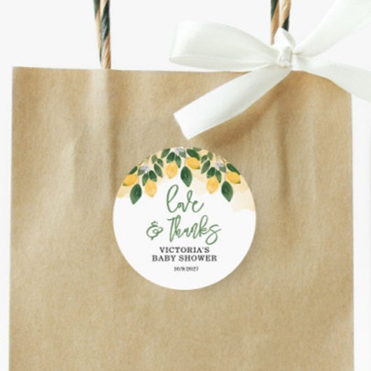 レモンベビーシャワーありがとう ラウンドシール