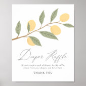 レモンベビーシャワーおむつラッフルサイン ポスター (正面)