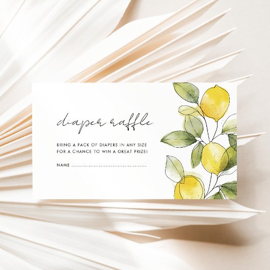レモンベビーシャワーおむつラッフル エンクロージャーカード