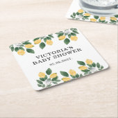 レモンベビーシャワーキャンディ スクエアペーパーコースター (アングル)