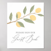 レモンベビーシャワーゲストブックサイン ポスター (正面)