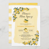 レモンベビーシャワーサンシャインレモネードサマーシトラス 招待状 (正面/裏面)