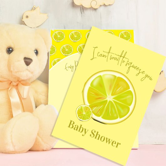 レモンベビーシャワーシトラスイエローモダン招待状 招待状