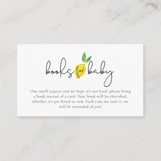 レモンベビーシャワーブックベビーカード エンクロージャーカード (正面)