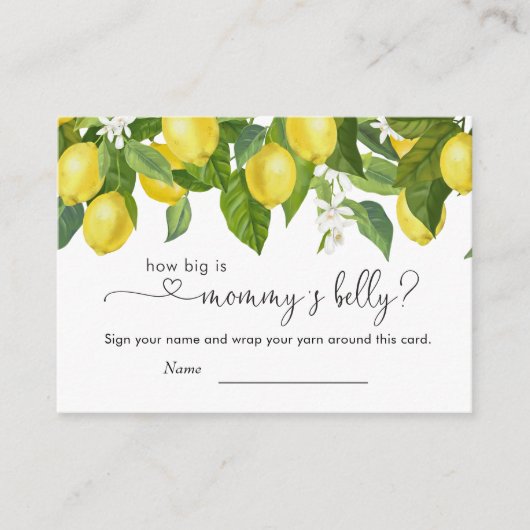 レモンベビーシャワーママのお腹の大きさ エンクロージャーカード (正面)