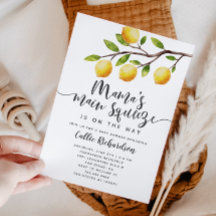 レモンベビーシャワーマママズメインスクイーズ招待状